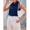 Zeagoo Women’s Sleeveless Button Down Shirts Blouses Casual Loose V Neck Tank Tops for Work S-XXL(Dark Blue)