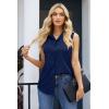 Zeagoo Women’s Sleeveless Button Down Shirts Blouses Casual Loose V Neck Tank Tops for Work S-XXL(Dark Blue)