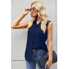 Zeagoo Women’s Sleeveless Button Down Shirts Blouses Casual Loose V Neck Tank Tops for Work S-XXL(Dark Blue)
