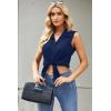 Zeagoo Women’s Sleeveless Button Down Shirts Blouses Casual Loose V Neck Tank Tops for Work S-XXL(Dark Blue)