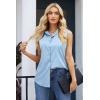 Zeagoo Women’s Sleeveless Button Down Shirts Blouses Casual Loose V Neck Tank Tops for Work S-XXL(Light Blue)