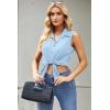 Zeagoo Women’s Sleeveless Button Down Shirts Blouses Casual Loose V Neck Tank Tops for Work S-XXL(Light Blue)