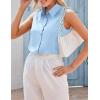 Zeagoo Women’s Sleeveless Button Down Shirts Blouses Casual Loose V Neck Tank Tops for Work S-XXL(Light Blue)