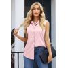 Zeagoo Women’s Sleeveless Button Down Shirts Blouses Casual Loose V Neck Tank Tops for Work S-XXL(Pink)