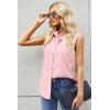 Zeagoo Women’s Sleeveless Button Down Shirts Blouses Casual Loose V Neck Tank Tops for Work S-XXL(Pink)