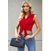 Zeagoo Women’s Sleeveless Button Down Shirts Blouses Casual Loose V Neck Tank Tops for Work S-XXL(Red)