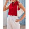 Zeagoo Women’s Sleeveless Button Down Shirts Blouses Casual Loose V Neck Tank Tops for Work S-XXL(Red)