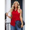 Zeagoo Women’s Sleeveless Button Down Shirts Blouses Casual Loose V Neck Tank Tops for Work S-XXL(Red)