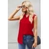Zeagoo Women’s Sleeveless Button Down Shirts Blouses Casual Loose V Neck Tank Tops for Work S-XXL(Red)