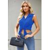 Zeagoo Women’s Sleeveless Button Down Shirts Blouses Casual Loose V Neck Tank Tops for Work S-XXL(Royal Blue)