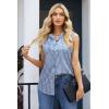 Zeagoo Women’s Sleeveless Button Down Shirts Blouses Casual Loose V Neck Tank Tops for Work S-XXL(Tz273)