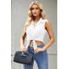 Zeagoo Women’s Sleeveless Button Down Shirts Blouses Casual Loose V Neck Tank Tops for Work S-XXL(White)