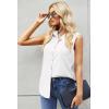 Zeagoo Women’s Sleeveless Button Down Shirts Blouses Casual Loose V Neck Tank Tops for Work S-XXL(White)
