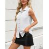 Zeagoo Womens Sleeveless Button Down Shirts V Neck Solid Tank Tops Basic Loose Blouses Casual Office Shirts(A White)