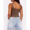 Zeagoo Women’s Sleeveless Square Neck Tank Tops Summer Double Layer Seamless Fitted Basic Crop Cami Tops Brown, X-Small