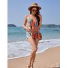 Zeagoo Women’s Spaghetti Strap Tank Tops Flowy V Neck Dressy Sexy Sleeveless Summer Floral Printed Loose Fit Camisole Coral Orange, Medium