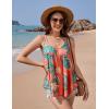 Zeagoo Women’s Spaghetti Strap Tank Tops Flowy V Neck Dressy Sexy Sleeveless Summer Floral Printed Loose Fit Camisole Coral Orange, Medium