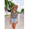 Zeagoo Women’s Summer Casual V Neck Cap Sleeve Tank Tops Guipure Lace Shirt Blouse(Pat2)