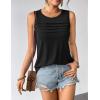 Zeagoo Womens Summer Tank Tops Sleeveless Loose Fit Tunic Blouses Dressy Casual Pleated Front Scoop Neck Boho Shirts(Black)