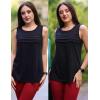 Zeagoo Womens Summer Tank Tops Sleeveless Loose Fit Tunic Blouses Dressy Casual Pleated Front Scoop Neck Boho Shirts(Black)