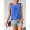 Zeagoo Womens Summer Tank Tops Sleeveless Loose Fit Tunic Blouses Dressy Casual Pleated Front Scoop Neck Boho Shirts(Blue)
