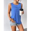 Zeagoo Womens Summer Tank Tops Sleeveless Loose Fit Tunic Blouses Dressy Casual Pleated Front Scoop Neck Boho Shirts(Blue)