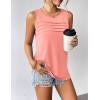 Zeagoo Womens Summer Tank Tops Sleeveless Loose Fit Tunic Blouses Dressy Casual Pleated Front Scoop Neck Boho Shirts(Coral Pink)