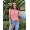 Zeagoo Womens Summer Tank Tops Sleeveless Loose Fit Tunic Blouses Dressy Casual Pleated Front Scoop Neck Boho Shirts(Coral Pink)