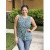 Zeagoo Womens Summer Tank Tops Sleeveless Loose Fit Tunic Blouses Dressy Casual Pleated Front Scoop Neck Boho Shirts(Floral Blue)