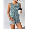 Zeagoo Womens Summer Tank Tops Sleeveless Loose Fit Tunic Blouses Dressy Casual Pleated Front Scoop Neck Boho Shirts(Floral Blue)