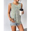 Zeagoo Womens Summer Tank Tops Sleeveless Loose Fit Tunic Blouses Dressy Casual Pleated Front Scoop Neck Boho Shirts(Floral Blue Yellow)