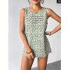Zeagoo Womens Summer Tank Tops Sleeveless Loose Fit Tunic Blouses Dressy Casual Pleated Front Scoop Neck Boho Shirts(Floral Blue Yellow)