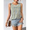 Zeagoo Womens Summer Tank Tops Sleeveless Loose Fit Tunic Blouses Dressy Casual Pleated Front Scoop Neck Boho Shirts(Floral Blue Yellow)