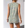 Zeagoo Womens Summer Tank Tops Sleeveless Loose Fit Tunic Blouses Dressy Casual Pleated Front Scoop Neck Boho Shirts(Floral Blue Yellow)