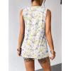 Zeagoo Womens Summer Tank Tops Sleeveless Loose Fit Tunic Blouses Dressy Casual Pleated Front Scoop Neck Boho Shirts(Floral White)