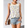Zeagoo Womens Summer Tank Tops Sleeveless Loose Fit Tunic Blouses Dressy Casual Pleated Front Scoop Neck Boho Shirts(Floral White)