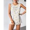 Zeagoo Womens Summer Tank Tops Sleeveless Loose Fit Tunic Blouses Dressy Casual Pleated Front Scoop Neck Boho Shirts(Floral White)