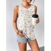 Zeagoo Womens Summer Tank Tops Sleeveless Loose Fit Tunic Blouses Dressy Casual Pleated Front Scoop Neck Boho Shirts(Floral White)