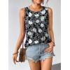 Zeagoo Womens Summer Tank Tops Sleeveless Loose Fit Tunic Blouses Dressy Casual Pleated Front Scoop Neck Boho Shirts(Flower Black)