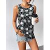 Zeagoo Womens Summer Tank Tops Sleeveless Loose Fit Tunic Blouses Dressy Casual Pleated Front Scoop Neck Boho Shirts(Flower Black)