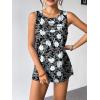 Zeagoo Womens Summer Tank Tops Sleeveless Loose Fit Tunic Blouses Dressy Casual Pleated Front Scoop Neck Boho Shirts(Flower Black)