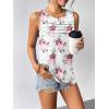 Zeagoo Womens Summer Tank Tops Sleeveless Loose Fit Tunic Blouses Dressy Casual Pleated Front Scoop Neck Boho Shirts(Flower White)