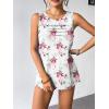 Zeagoo Womens Summer Tank Tops Sleeveless Loose Fit Tunic Blouses Dressy Casual Pleated Front Scoop Neck Boho Shirts(Flower White)
