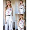 Zeagoo Womens Summer Tank Tops Sleeveless Loose Fit Tunic Blouses Dressy Casual Pleated Front Scoop Neck Boho Shirts(Flower White)