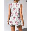 Zeagoo Womens Summer Tank Tops Sleeveless Loose Fit Tunic Blouses Dressy Casual Pleated Front Scoop Neck Boho Shirts(Flower White)