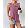 Zeagoo Womens Summer Tank Tops Sleeveless Loose Fit Tunic Blouses Dressy Casual Pleated Front Scoop Neck Boho Shirts(Fuchsia)