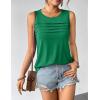 Zeagoo Womens Summer Tank Tops Sleeveless Loose Fit Tunic Blouses Dressy Casual Pleated Front Scoop Neck Boho Shirts(Green)