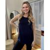 Zeagoo Womens Summer Tank Tops Sleeveless Loose Fit Tunic Blouses Dressy Casual Pleated Front Scoop Neck Boho Shirts(Navy Blue)