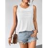 Zeagoo Womens Summer Tank Tops Sleeveless Loose Fit Tunic Blouses Dressy Casual Pleated Front Scoop Neck Boho Shirts(White)