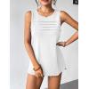 Zeagoo Womens Summer Tank Tops Sleeveless Loose Fit Tunic Blouses Dressy Casual Pleated Front Scoop Neck Boho Shirts(White)